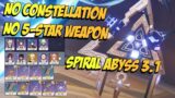 Spiral Abyss 3.1 NO CONSTELLATION & NO 5-STAR WEAPON – Genshin Impact Indonesia
