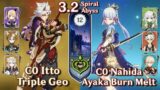 C0 Nahida Ayaka Burn Melt & C0 Itto Triple Geo | Spiral Abyss 3.2 – Floor 12 9 Star | Genshin Impact