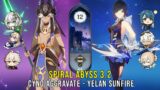 C1 Cyno Aggravate and C0 Yelan Sunfire – Genshin Impact Abyss 3.2 – Floor 12 9 Stars