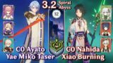 C1 Xiao Nahida Burning & C0 Ayato Yae Taser | Spiral Abyss 3.2 – Floor 12 Full Star | Genshin Impact