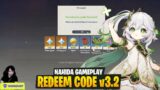 Kompensasi & Redeem Code v3.2 – Nahida Gameplay Genshin Impact