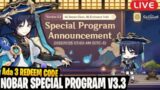 Live Ada 3 Redeem Code – NOBAR Special Program Genshin Impact v3.3
