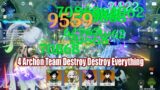 Nahida Raiden Venti Zhongli 4 Archon Team Destroy Everything – Satisfying Combo Showcase
