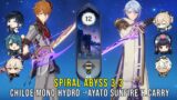C0 Childe Mono Hydro and C0 Ayato Sunfire Hypercarry – Genshin Impact Abyss 3.3 – Floor 12 9 Stars