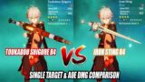 Kazuha C0 Toukabou Shigure R4 vs Iron Sting R4 DMG Comparison – Single & AOE Test F2P Weapons