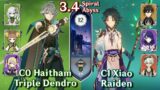 C0 Alhaitham Triple Dendro & C1 Xiao Raiden | Spiral Abyss 3.4 – Floor 12 9 Star | Genshin Impact