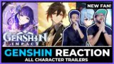 GENSHIN IMPACT – NEW PLAYER REACTION TO EVERY GENSHIN CHARACTER TRAILER & DEMO | FIRST TIME WATCHING