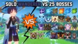 Solo Wanderer vs 25 Bosses Without Food Buff | Genshin Impact