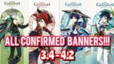 Updated BANNERS In 3.4/3.5/3.6/3.7/3.8/3.9/4.0/4.1/4.2/ Who to Roll On? Genshin impact leaks