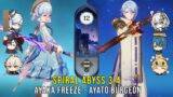 C0 Ayaka Freeze and C0 Ayato Burgeon – Genshin Impact Abyss 3.4 – Floor 12 9 Stars