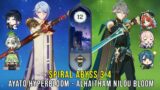 C0 Ayato Hyperbloom and C0 Alhaitham Bloom – Genshin Impact Abyss 3.4 – Floor 12 9 Stars