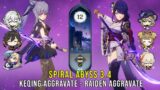 C1 Keqing Aggravate and C0 Raiden Aggravate – Genshin Impact Abyss 3.4 – Floor 12 9 Stars