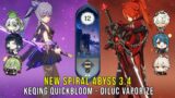 C1 Keqing Quickbloom and C5 Diluc Vaporize – Genshin Impact Abyss 3.4 – Floor 12 9 Stars