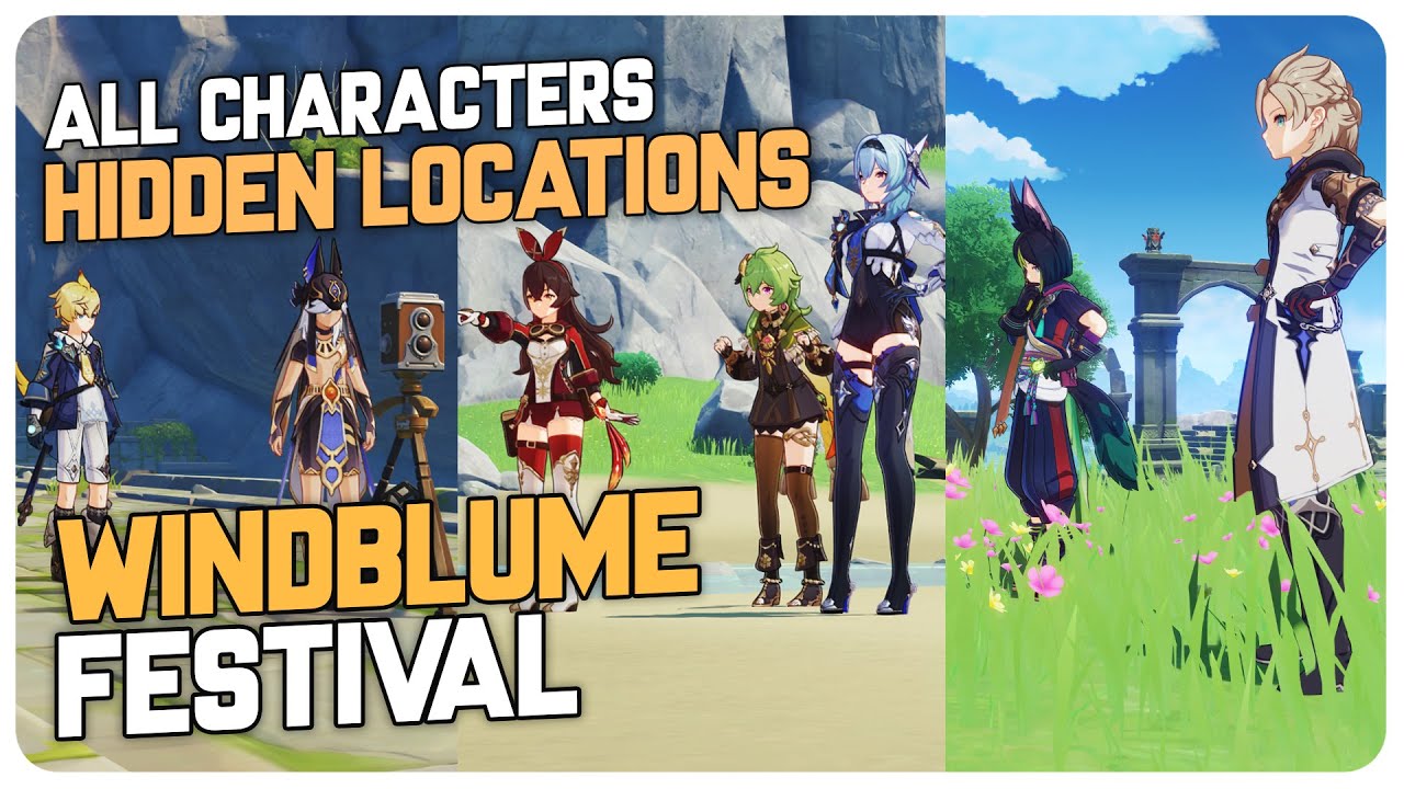 All Characters Hidden Location (Bonus Cutscene) Windblume Festival ...