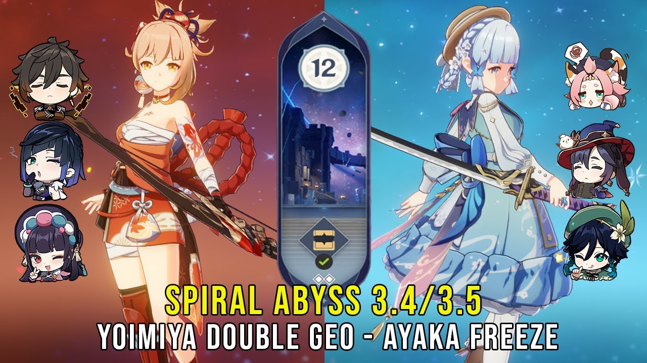 C0 Yoimiya Double Geo and C0 Ayaka Freeze - Genshin Impact Abyss 3.4 ...