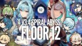 Hyperbloom Eula & Mono Cryo Shenhe Chongyun Duo – V3.4 Spiral Abyss Floor 12 Genshin Impact
