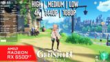 RX 6500 XT | Genshin Impact – 8K, 4K, 1440p, 1080p – High, Med, Low