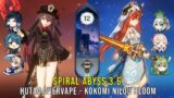 C1 Hutao Overvape and C0 Kokomi Nilou Bloom – Genshin Impact Abyss 3.6 – Floor 12 9 Stars