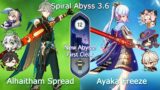 New Spiral Abyss 3.6 – C0 Alhaitham Spread x C0 Ayaka Freeze | Floor 12 – 9 Stars | Genshin Impact