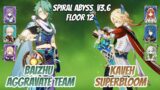 Baizhu x Keqing Aggravate & Kaveh Superbloom w/ Nilou Abyss v3.6 Floor 12 (9 Stars) | Genshin Impact