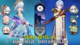 C0 Ayaka Freeze and C0 Ayato Hyperbloom – Genshin Impact Abyss 3.6 – Floor 12 9 Stars