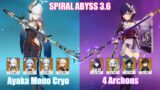 C0 Ayaka Mono Cryo & 4 Archons | Spiral Abyss 3.6 | Genshin Impact
