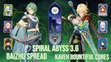 C1 Baizhu Spread and C6 Kaveh Bountiful Cores – Genshin Impact Abyss 3.6 – Floor 12 9 Stars