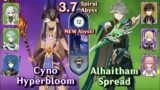 NEW SPIRAL ABYSS 3.7! C0 Cyno Hyperbloom & C0 Alhaitham Spread | Floor 12 9 Stars | Genshin Impact