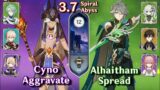 Spiral Abyss 3.7 – C0 Cyno Aggravate & C0 Alhaitham Spread | Floor 12 9 Stars | Genshin Impact