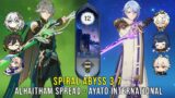 C0 Alhaitham Spread and C0 Ayato International – Genshin Impact Abyss 3.7 – Floor 12 9 Stars