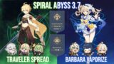 C6 Dendro Traveler Spread & C6 Barbara Vaporize – Genshin Impact Abyss 3.7