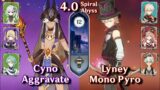 C0 Lyney Mono Pyro & C0 Cyno Aggravate | Spiral Abyss 4.0 – Floor 12 9 Stars | Genshin Impact 4.0