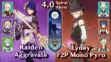C0 Lyney Mono Pyro & C0 Raiden Aggravate | Spiral Abyss 4.0 – Floor 12 9 Stars | Genshin Impact 4.0