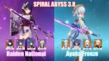 C0 Raiden National & C0 Ayaka Freeze | Spiral Abyss 3.8 | Genshin Impact