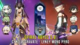 C1 Cyno Aggravate and C0 Lyney Mono Pyro – Genshin Impact Abyss 3.8 – Floor 12 9 Stars