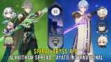C0 Alhaitham Spread and C0 Ayato International – Genshin Impact Abyss 4.0 – Floor 12 9 Stars