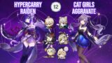 C0 Raiden Hypercarry x C0 Keqing Cat Girls Aggravate – Genshin Impact Abyss 4.0 Full Star Clear