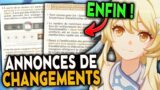 MIHOYO vont ENFIN faire ces CHANGEMENTS ! Merci ! | Annonces Devs Genshin Impact