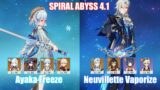 C0 Ayaka Freeze & C0 Neuvillette Vaporize | Spiral Abyss 4.1 | Genshin Impact