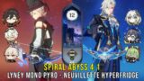 C0 Lyney Mono Pyro and C0 Neuvillette Hyperfridge – Genshin Impact Abyss 4.0 – Floor 12 9 Stars