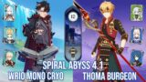 C0 Wriothesley Mono Cryo & C6 Thoma On Field Burgeon – Spiral Abyss 4.1 – Genshin Impact