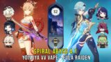 C0 Yoimiya Vaporize and C1 Eula Raiden – Genshin Impact Abyss 4.1 – Floor 12 9 Stars