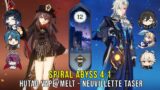 C1 Hutao Vape Melt and C0 Neuvillette Taser – Genshin Impact Abyss 4.0 – Floor 12 9 Stars