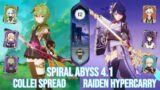 C6 Collei Spread & C0 Raiden Shogun Hypercarry – Spiral Abyss 4.1 – Genshin Impact