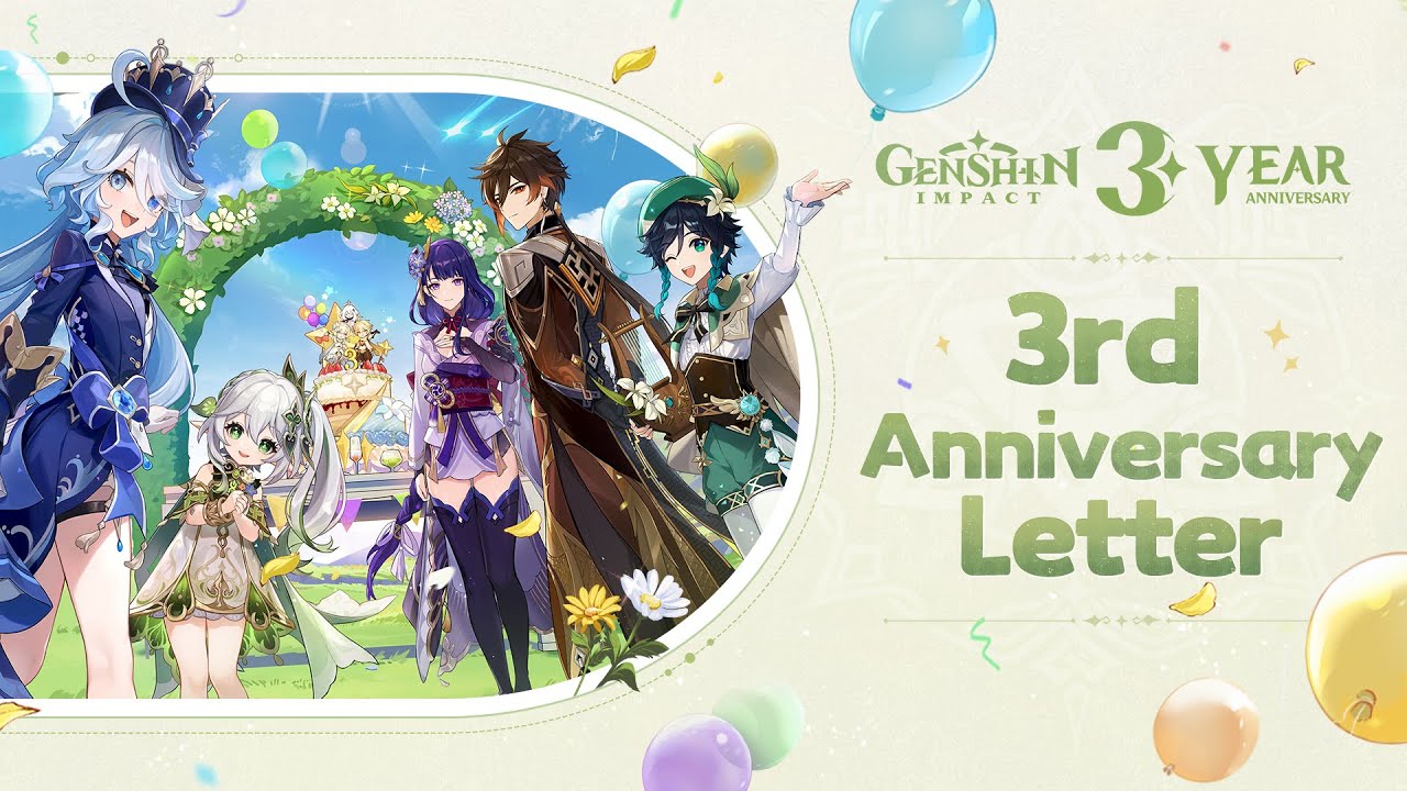 Teyvat Adventures Commemorative Video 3rd Anniversary Letter Genshin