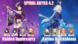 C0 Raiden Hypercarry & C0 Furina Quickbloom | Spiral Abyss 4.2 | Genshin Impact