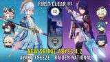 C0 Ayaka Freeze and C0 Raiden National – NEW Genshin Impact Abyss 4.2 – Floor 12 9 Stars