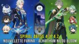 C0 Neuvillette Furina and C0 Alhaitham Nillou Bloom – Genshin Impact Abyss 4.1 – Floor 12 9 Stars