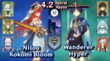 C0 Nilou Bloom & C0 Wanderer Hyper Carry | Spiral Abyss 4.2 – Floor 12 – 9 Stars | Genshin Impact