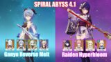 C1 Ganyu Reverse Melt & C0 Raiden Hyperbloom | Spiral Abyss 4.1 | Genshin Impact